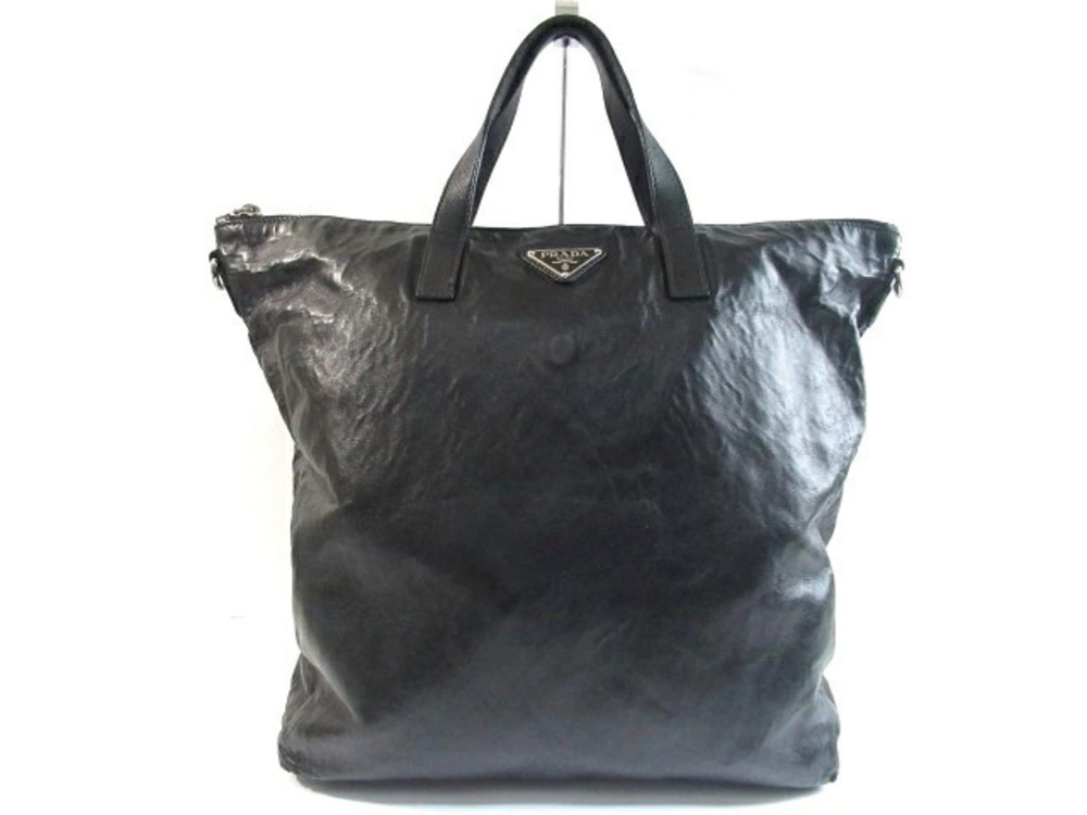 Prada Tote Tessuto Saffiano Bag Calfskin Strap